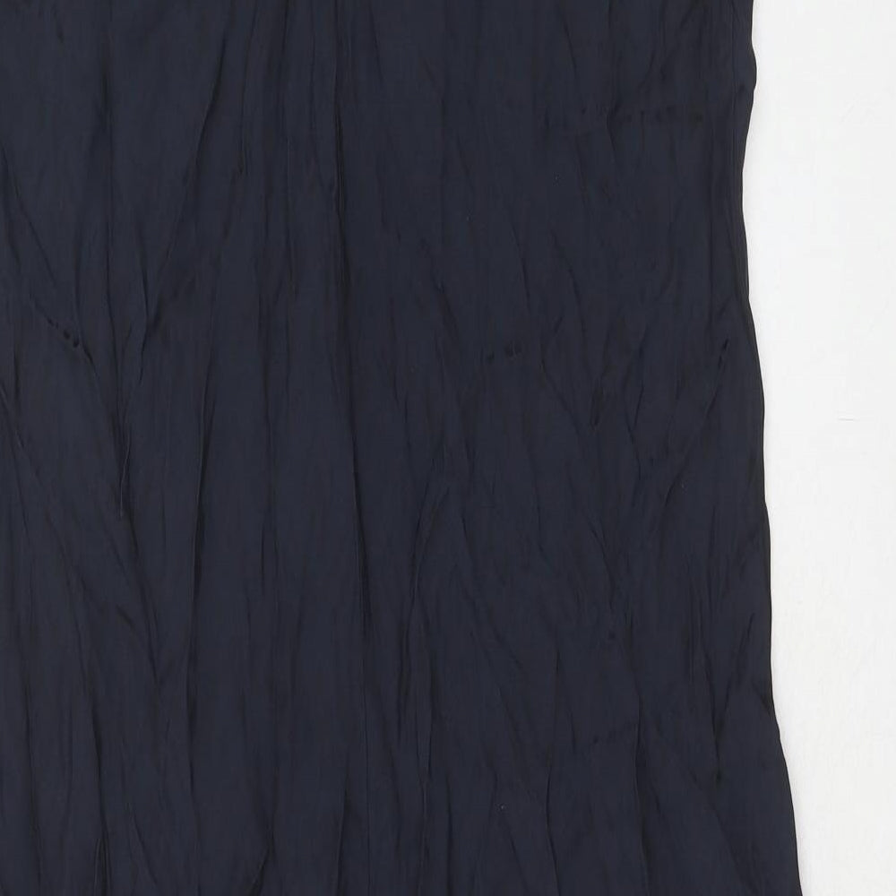 Marks and Spencer Womens Blue Viscose Slip Dress Size 12 V-Neck Pullover
