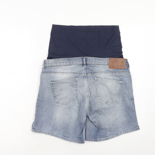 Blooming Marvellous Womens Blue Cotton Boyfriend Shorts Size 12 Regular Button
