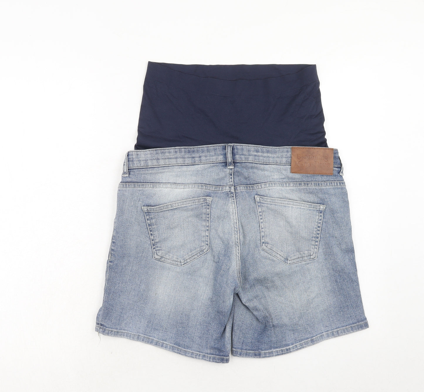 Blooming Marvellous Womens Blue Cotton Boyfriend Shorts Size 12 Regular Button