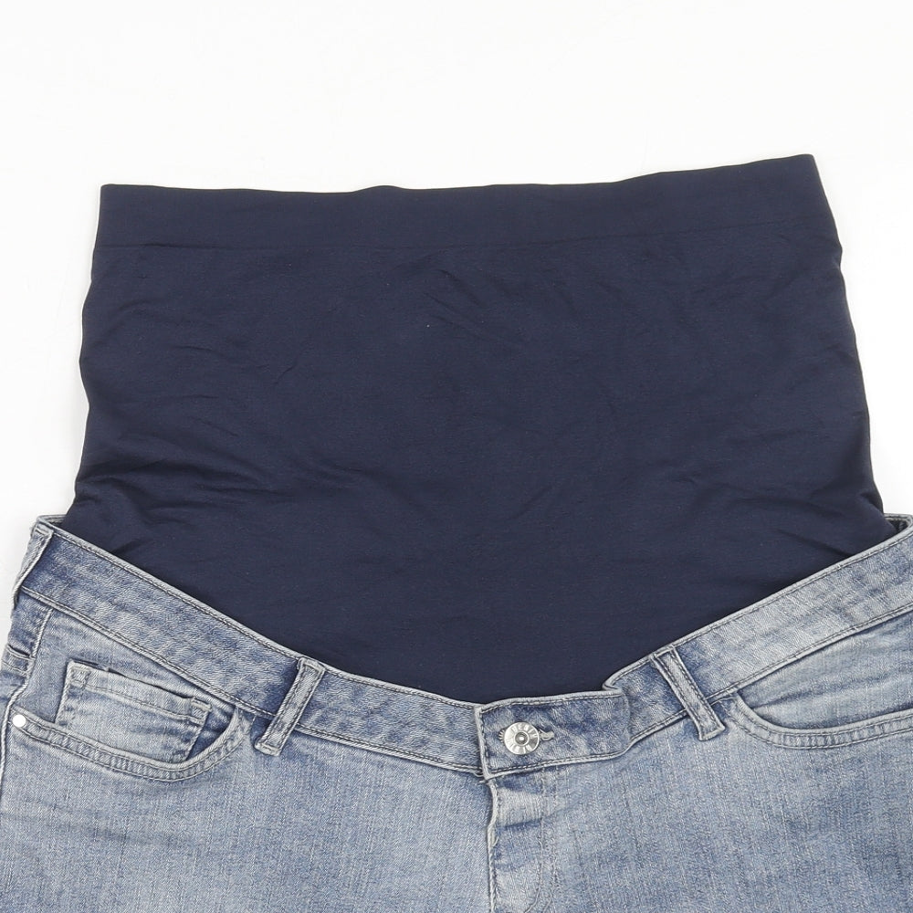 Blooming Marvellous Womens Blue Cotton Boyfriend Shorts Size 12 Regular Button