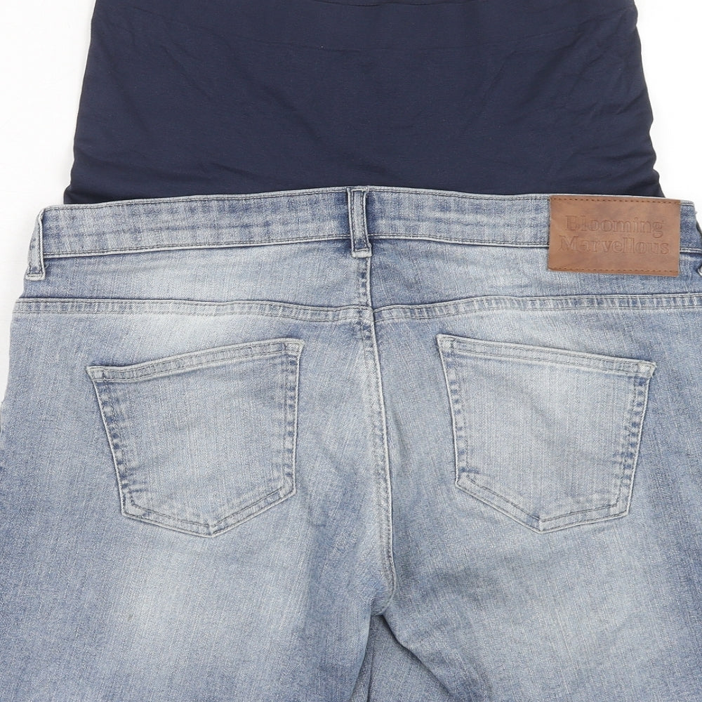 Blooming Marvellous Womens Blue Cotton Boyfriend Shorts Size 12 Regular Button