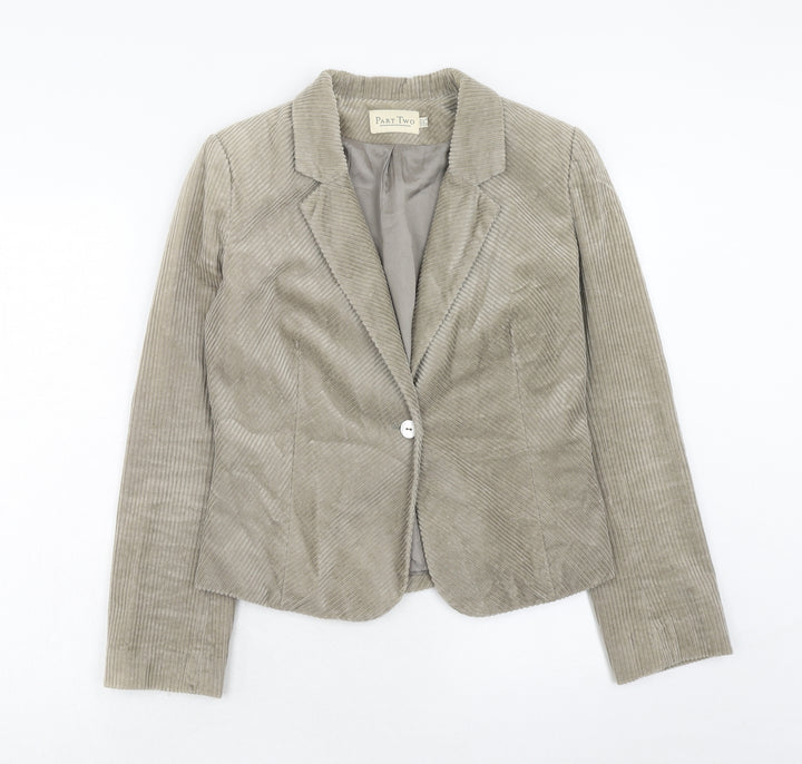 Part Two Womens Beige Cotton Jacket Blazer Size 10