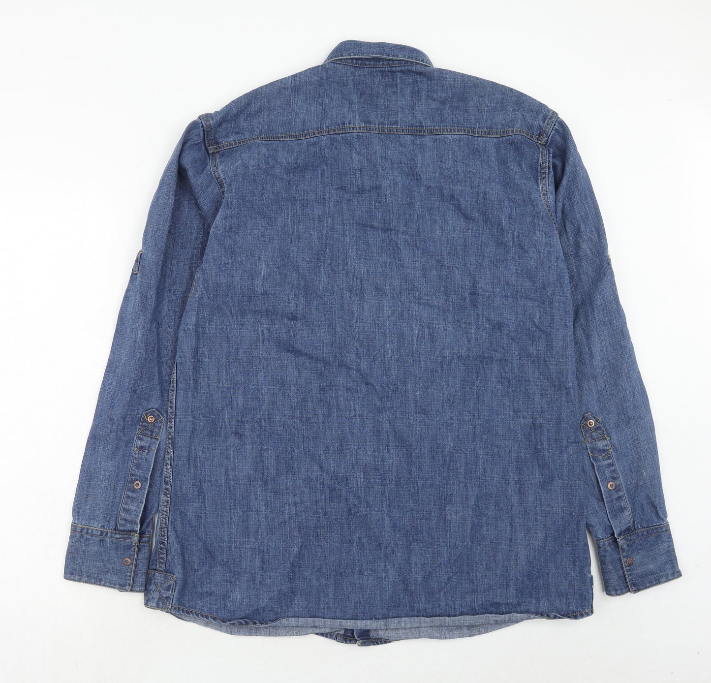 Joe Browns Mens Blue Cotton Button-Up Size XL Collared Button