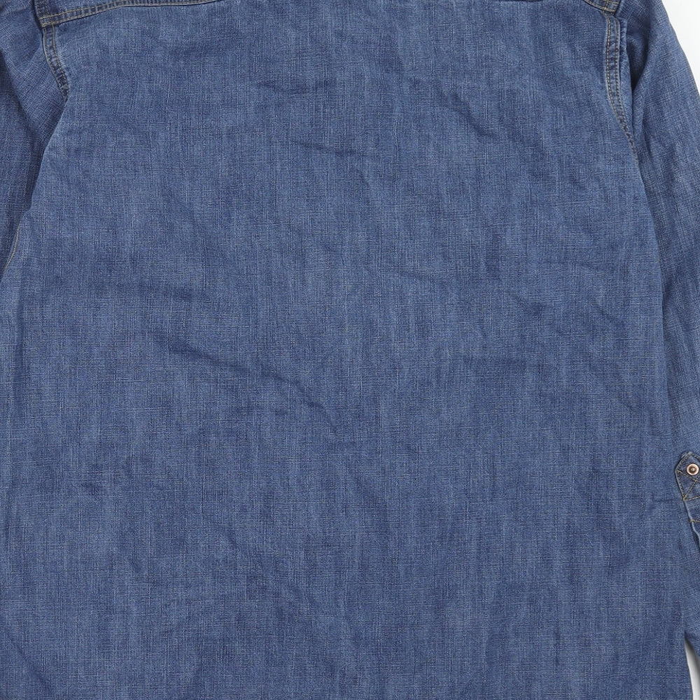 Joe Browns Mens Blue Cotton Button-Up Size XL Collared Button