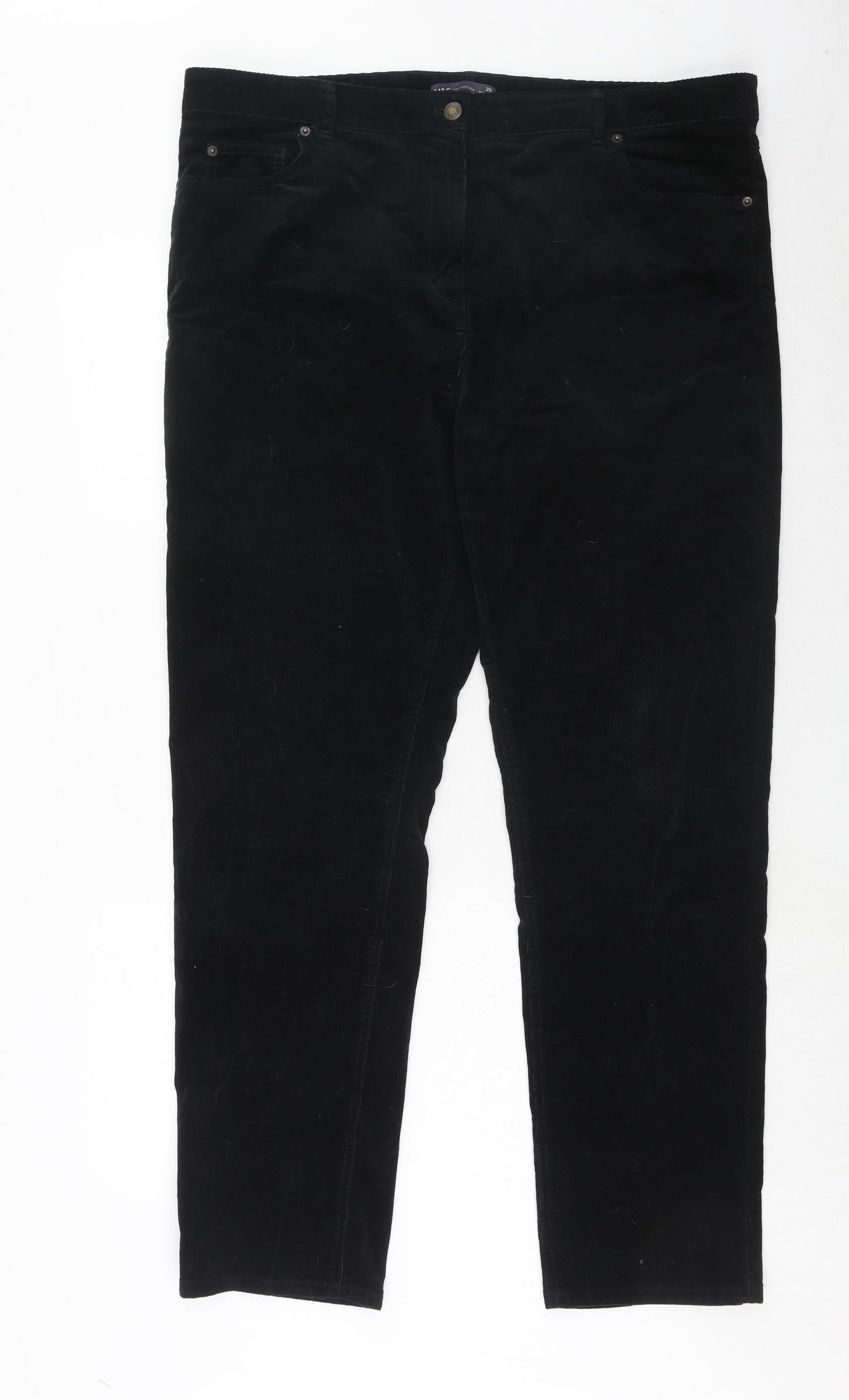 marks and' Womens Black Cotton Trousers Size 20 Regular Zip