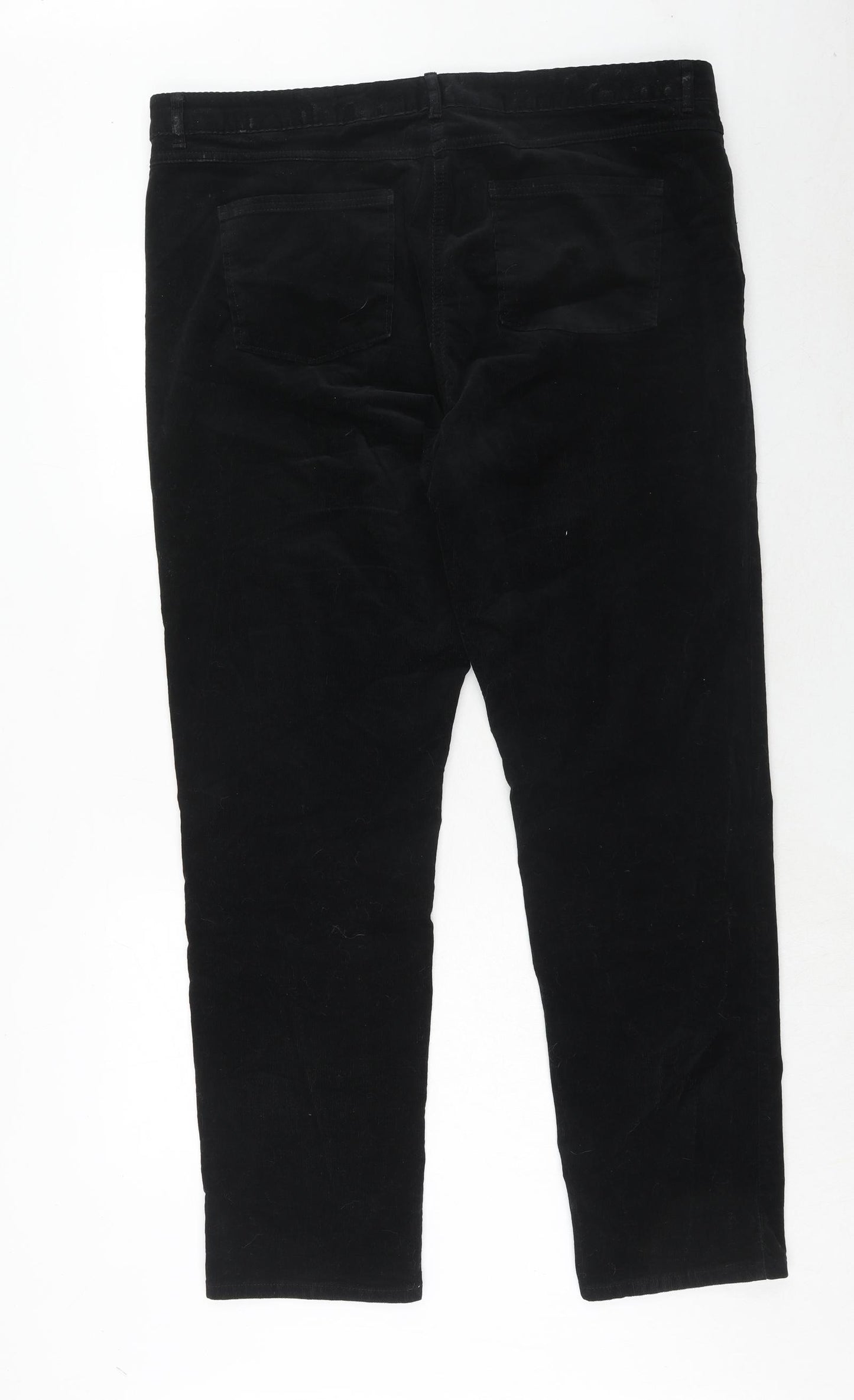marks and' Womens Black Cotton Trousers Size 20 Regular Zip