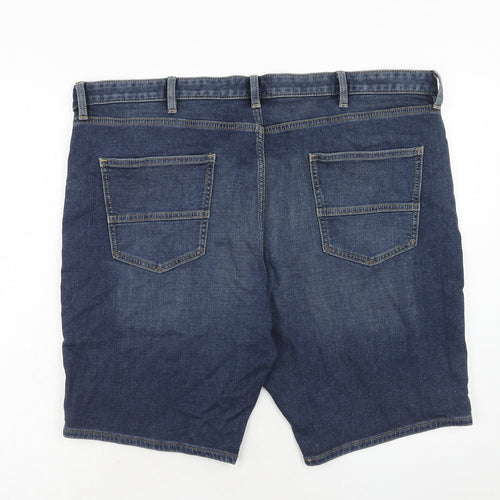 Marks and Spencer Mens Blue Cotton Chino Shorts Size 44 in Regular Zip