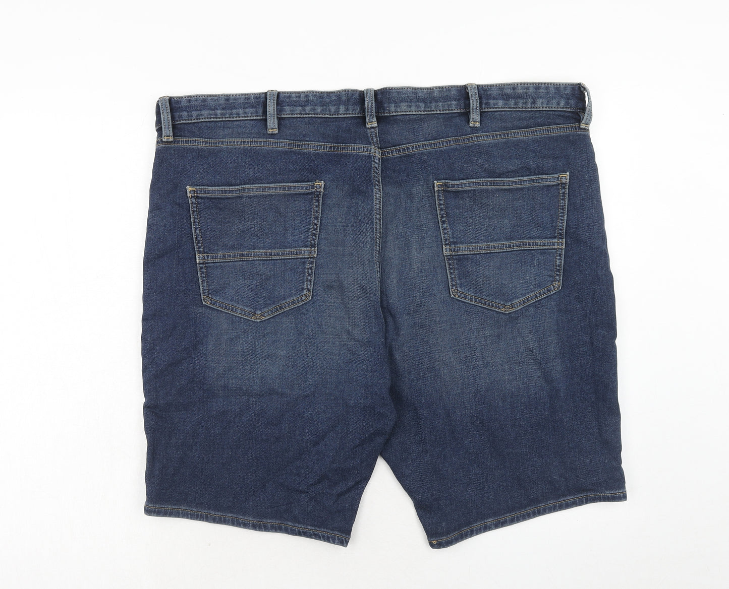 Marks and Spencer Mens Blue Cotton Chino Shorts Size 44 in Regular Zip