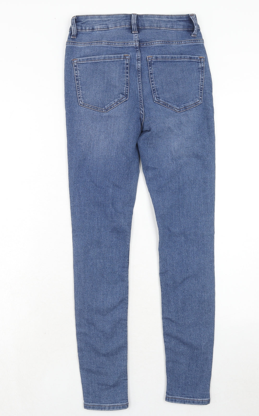 Marks and Spencer Womens Blue Cotton Skinny Jeans Size 6 Regular Zip
