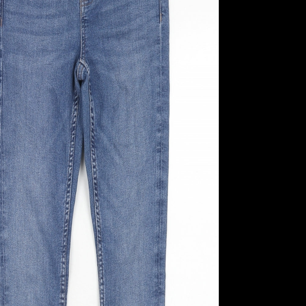 Marks and Spencer Womens Blue Cotton Skinny Jeans Size 6 Regular Zip