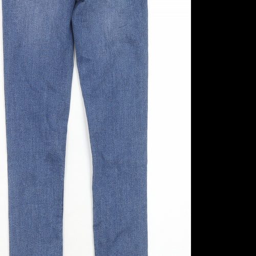 Marks and Spencer Womens Blue Cotton Skinny Jeans Size 6 Regular Zip
