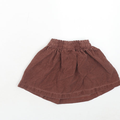NEXT Girls Brown Cotton Skater Skirt Size 2-3 Years Regular Pull On