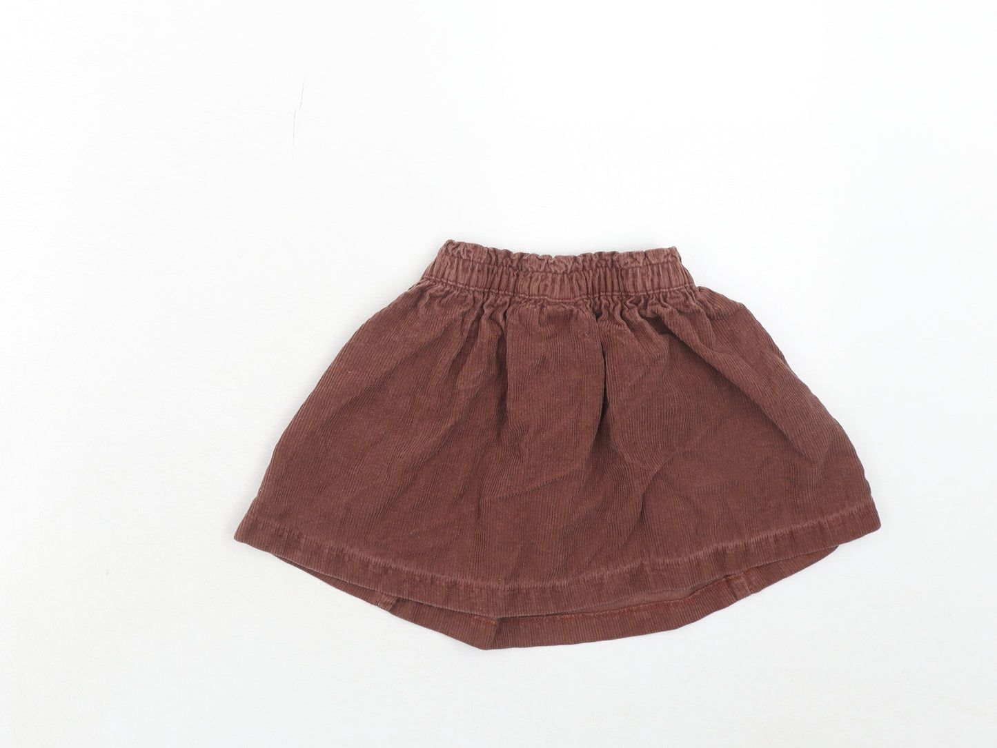 NEXT Girls Brown Cotton Skater Skirt Size 2-3 Years Regular Pull On