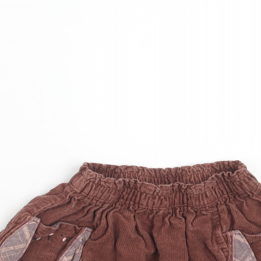 NEXT Girls Brown Cotton Skater Skirt Size 2-3 Years Regular Pull On