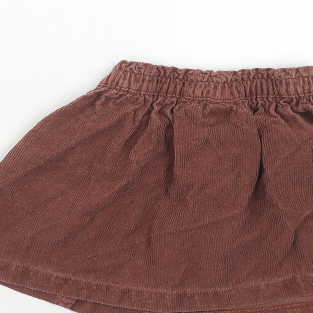 NEXT Girls Brown Cotton Skater Skirt Size 2-3 Years Regular Pull On