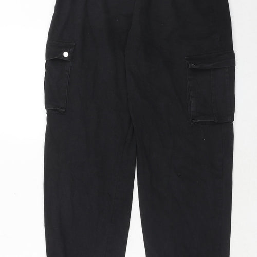 PRETTYLITTLETHING Womens Black Cotton Trousers Size 10 Regular