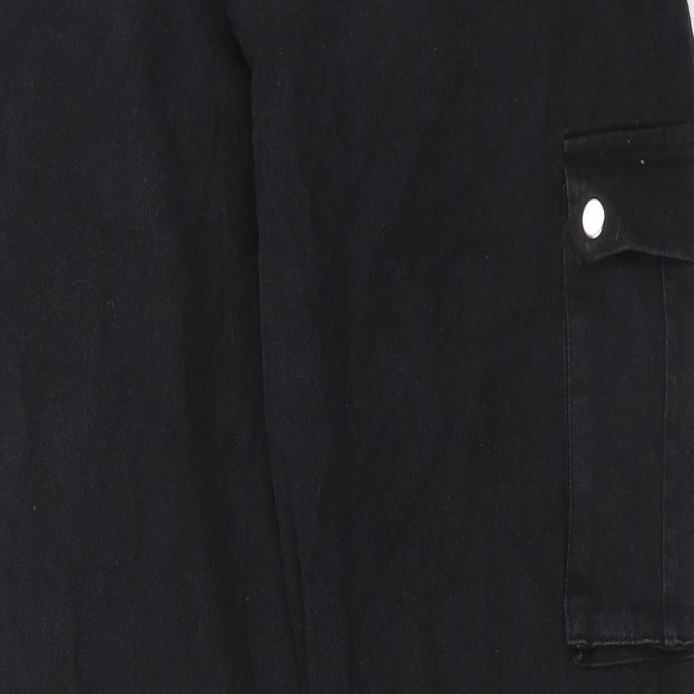 PRETTYLITTLETHING Womens Black Cotton Trousers Size 10 Regular