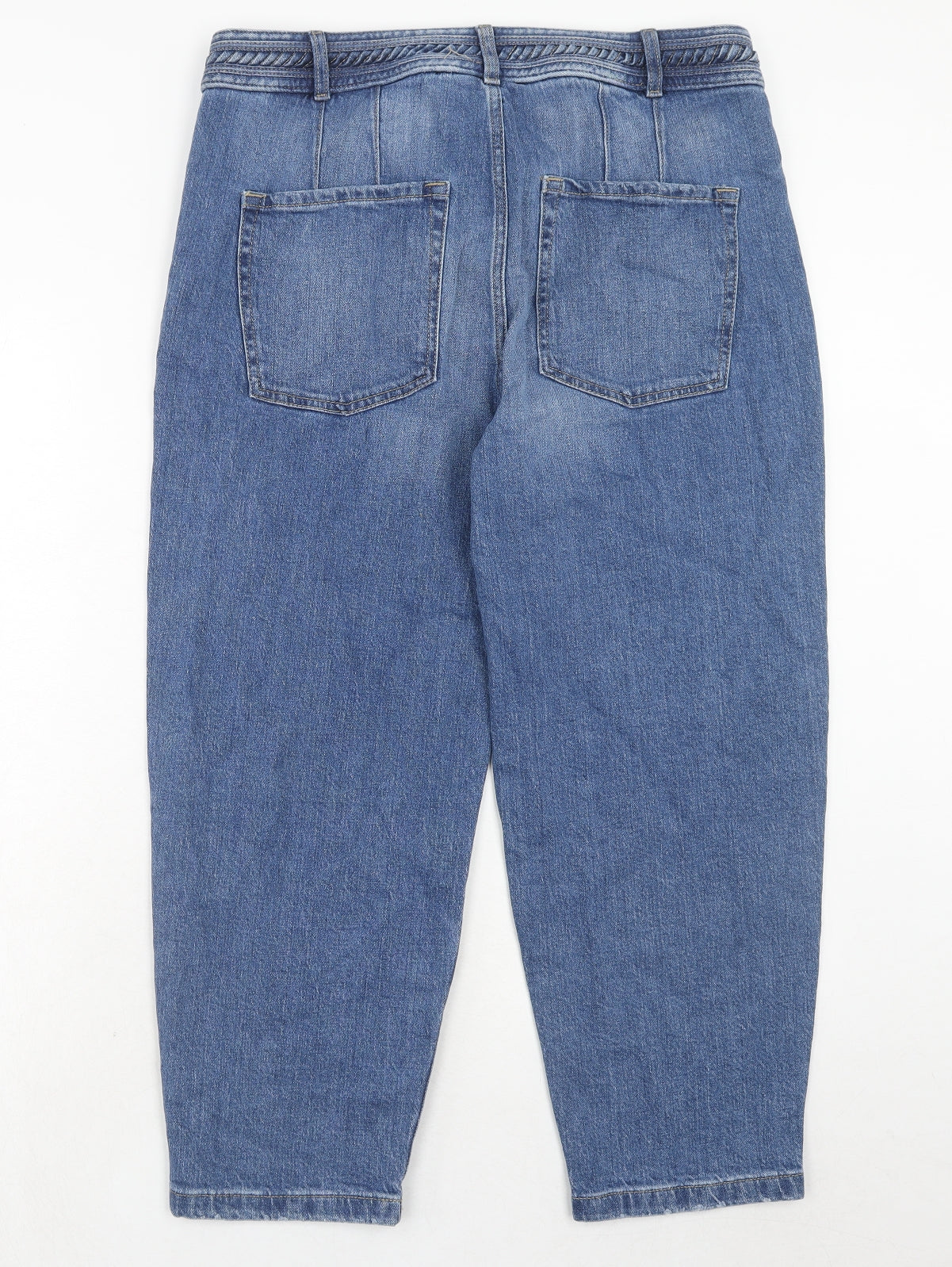 Per Una Womens Blue Cotton Mom Jeans Size 16 Regular Zip