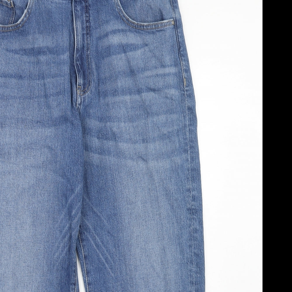 Per Una Womens Blue Cotton Mom Jeans Size 16 Regular Zip