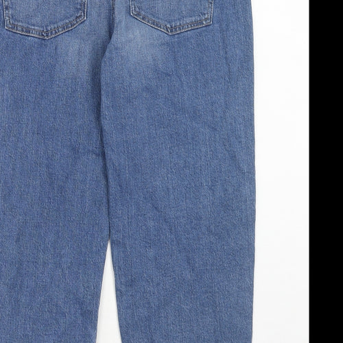 Per Una Womens Blue Cotton Mom Jeans Size 16 Regular Zip