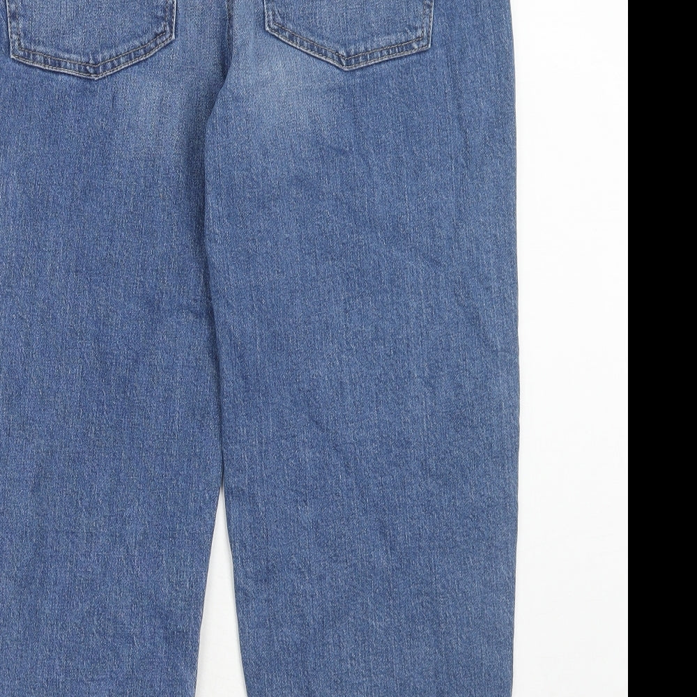 Per Una Womens Blue Cotton Mom Jeans Size 16 Regular Zip