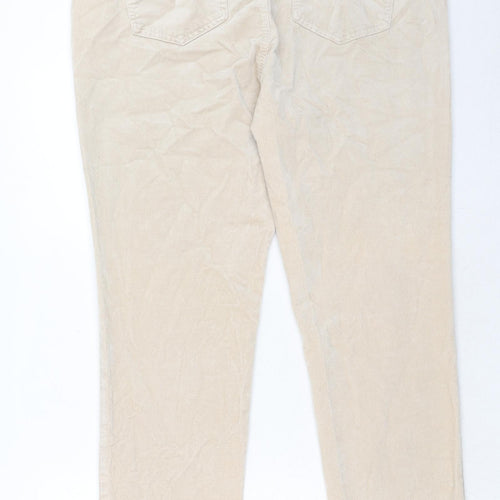Marks and Spencer Womens Beige Cotton Trousers Size 20 Regular Zip