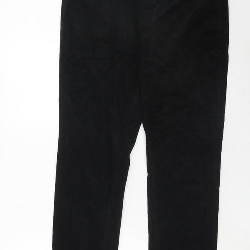 Marks and Spencer Womens Black Cotton Trousers Size 16 Regular Zip