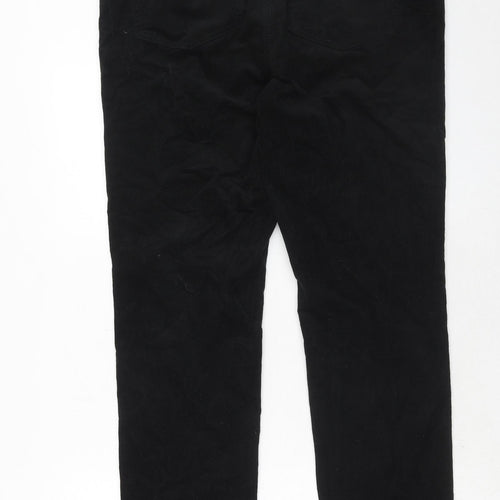 Marks and Spencer Womens Black Cotton Trousers Size 16 Regular Zip