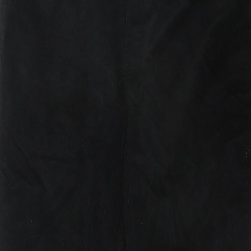 Marks and Spencer Womens Black Cotton Trousers Size 16 Regular Zip