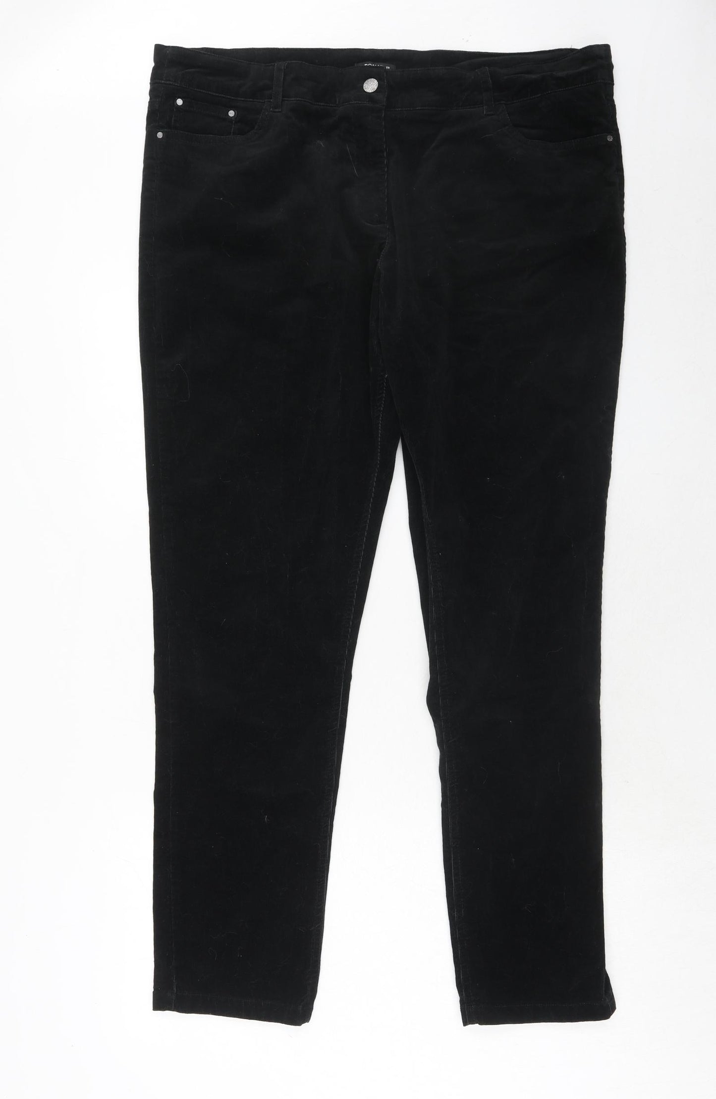 Roman Womens Black Cotton Trousers Size 20 Regular Zip