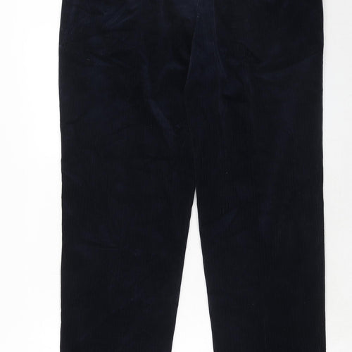 Marks and Spencer Mens Blue Cotton Trousers Size 38 in L29 in Regular Zip