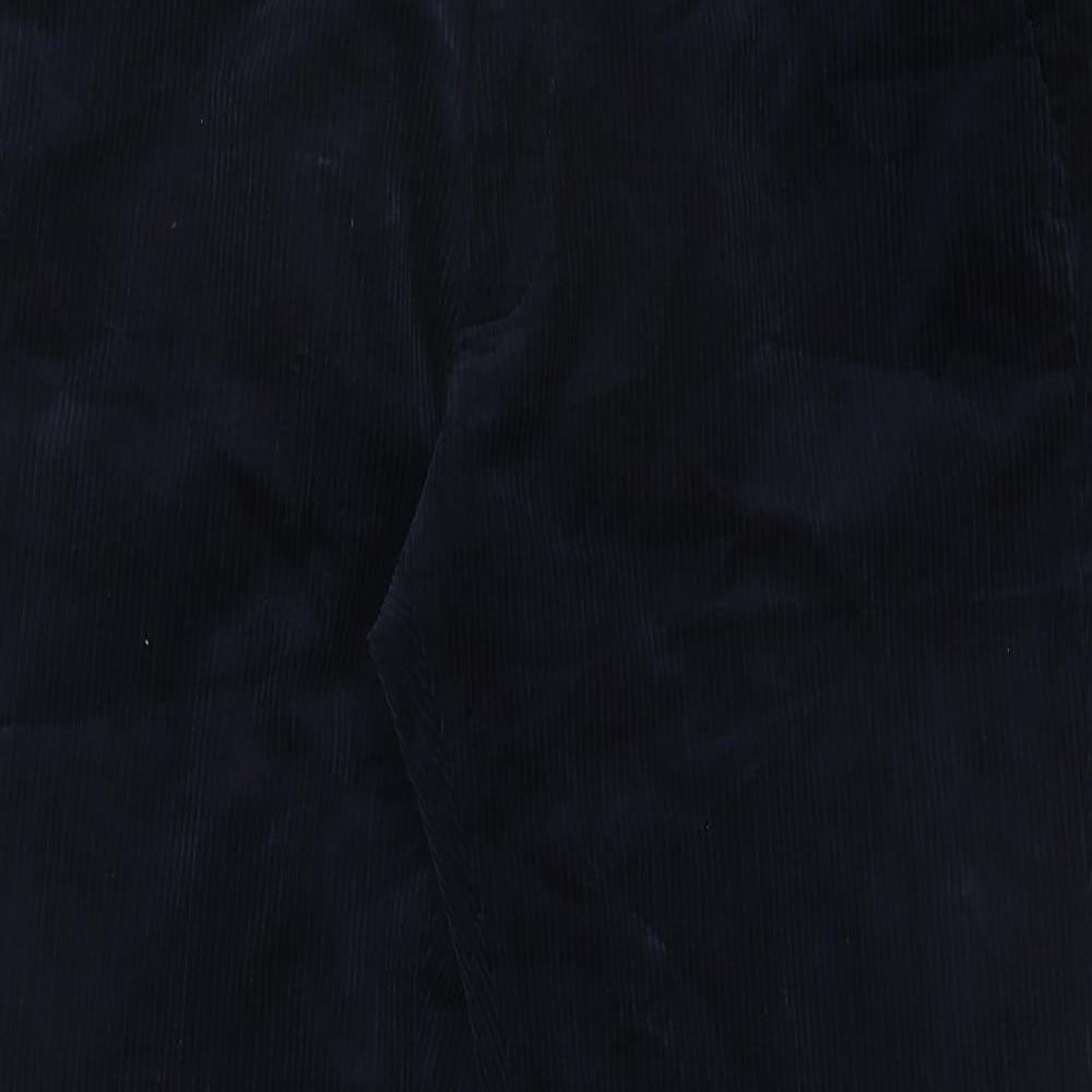 Marks and Spencer Mens Blue Cotton Trousers Size 38 in L29 in Regular Zip