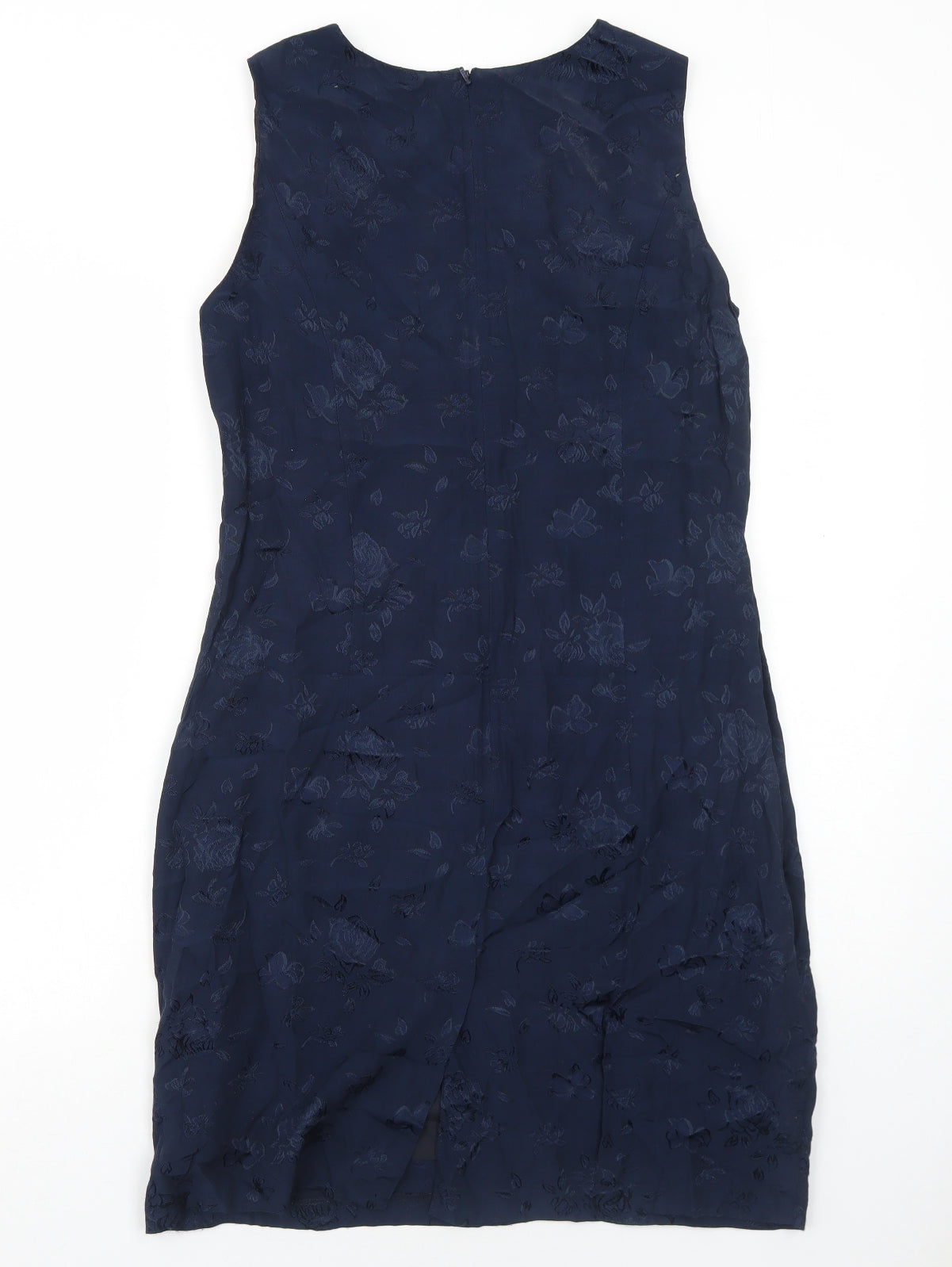 Dorothy Perkins Womens Blue Geometric Viscose Shift Size 12 Round Neck Zip