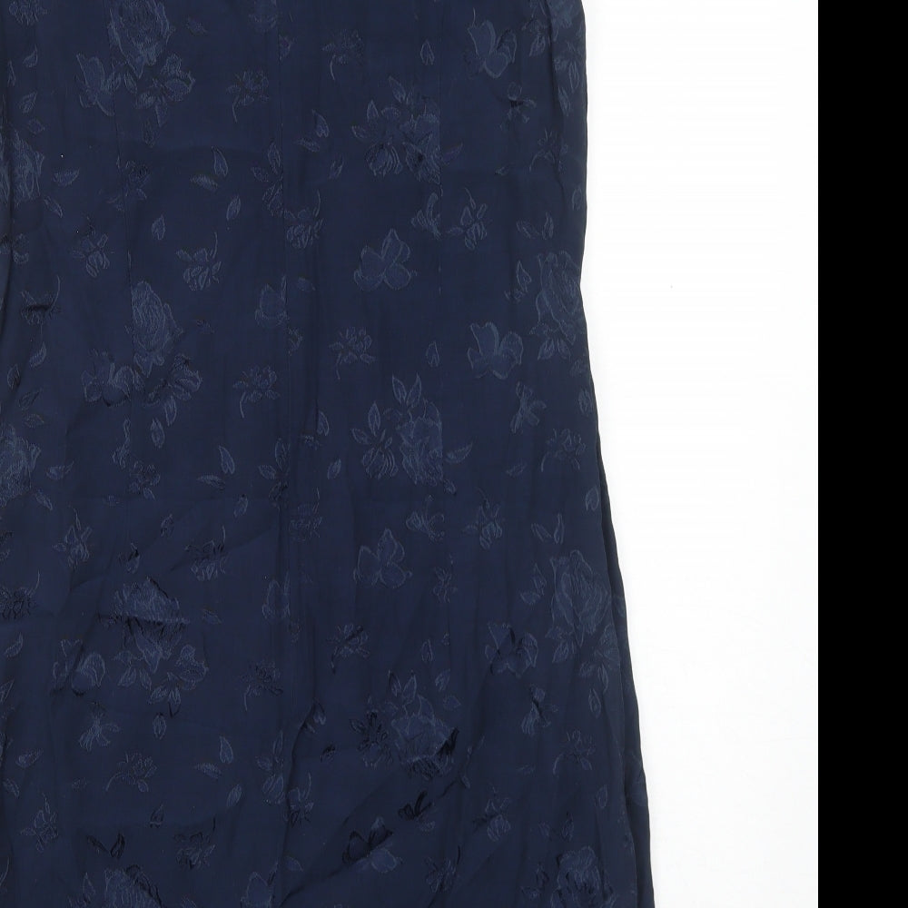 Dorothy Perkins Womens Blue Geometric Viscose Shift Size 12 Round Neck Zip