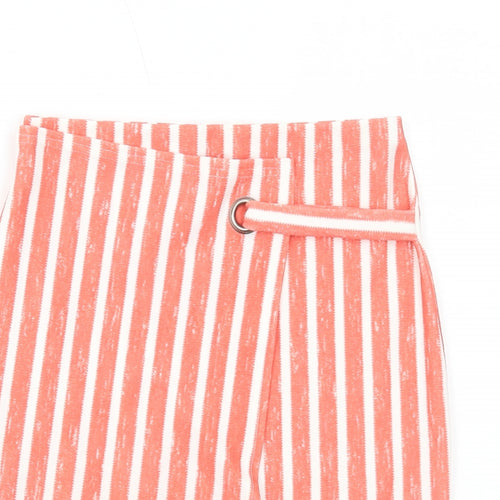 PRETTYLITTLETHING Womens Orange Striped Polyester Bandage Skirt Size 10