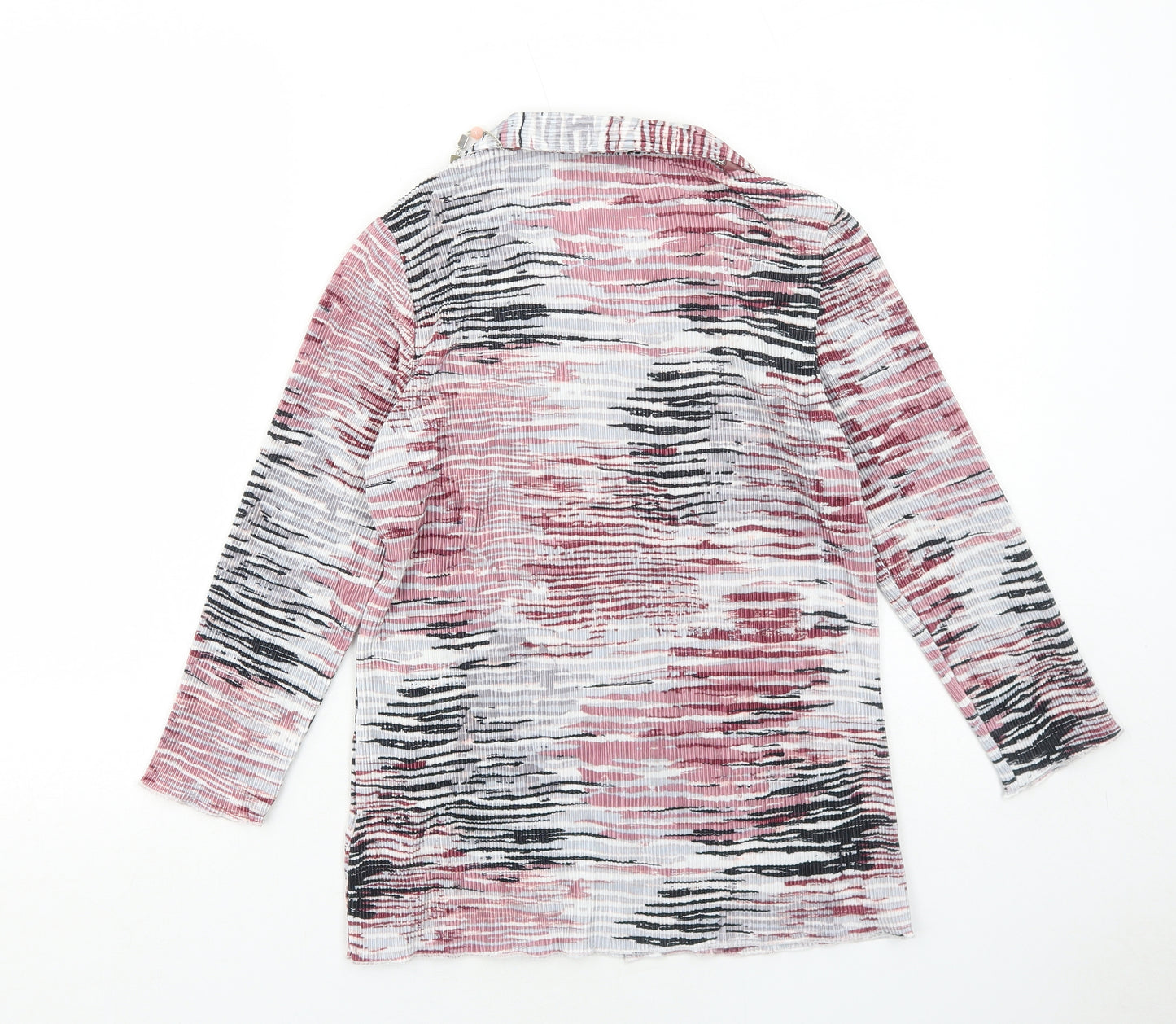 Anna Rose Womens Pink Geometric Polyester Basic Button-Up Size S Collared