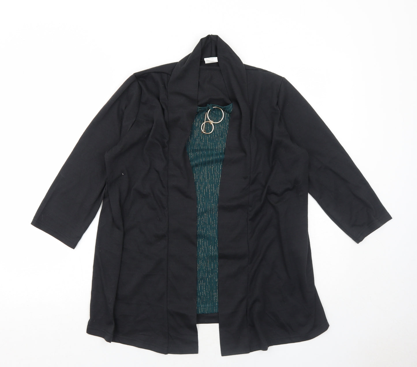 Gabriella Vicenza Womens Black Polyester Basic Blouse Size 10 Round Neck