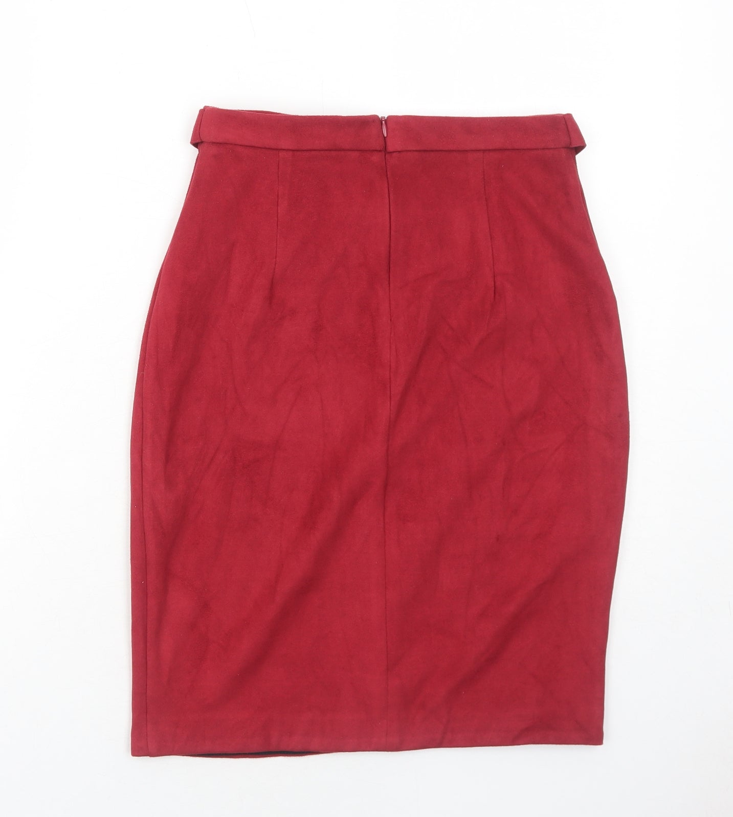 River Island Womens Red Polyester Straight & Pencil Skirt Size 8 Zip