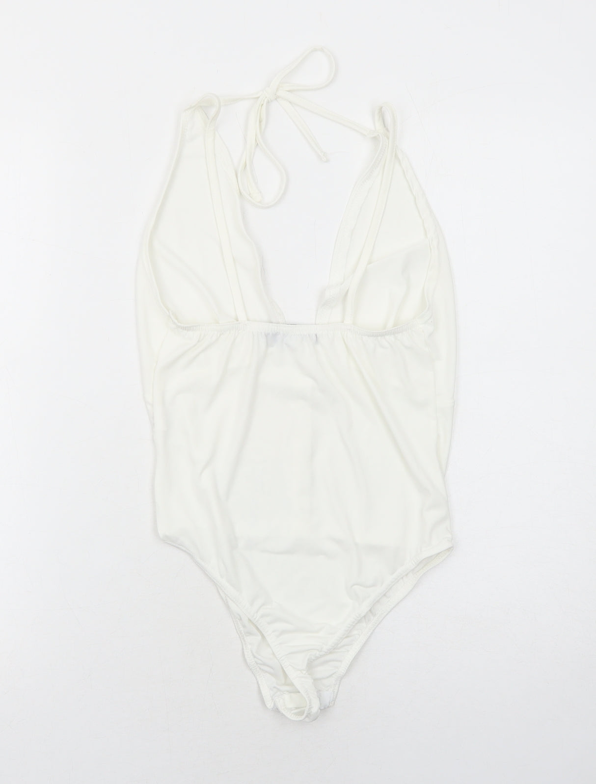 PRETTYLITTLETHING Womens White Polyester Bodysuit One-Piece Size 10 Snap