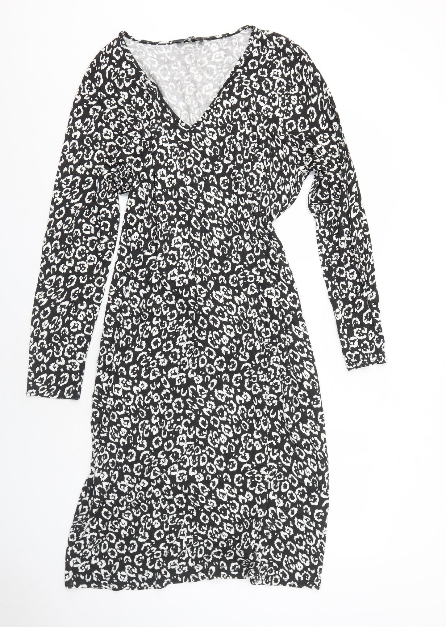 Studio Womens Black Geometric Viscose Trapeze & Swing Size 20 V-Neck Pullover