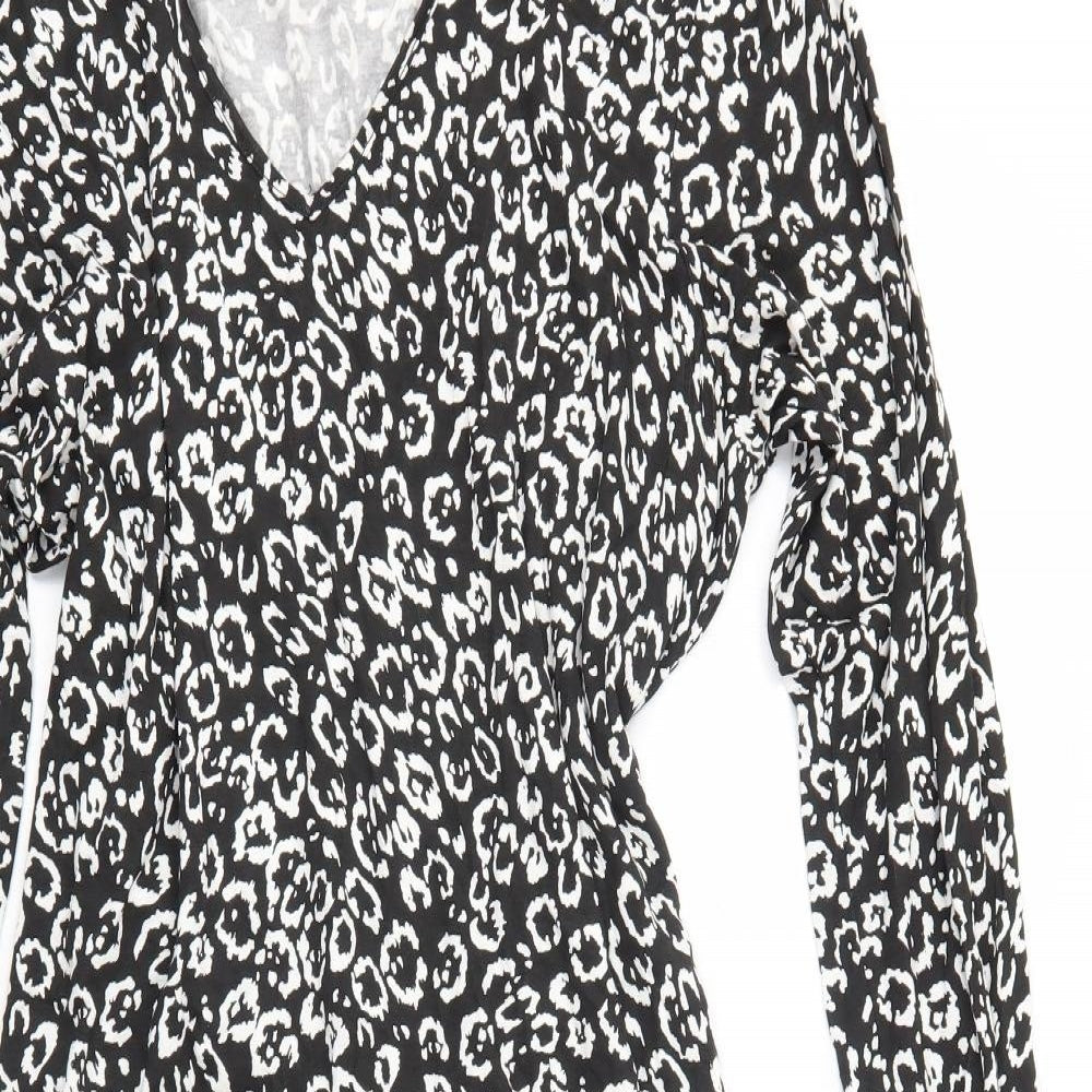 Studio Womens Black Geometric Viscose Trapeze & Swing Size 20 V-Neck Pullover