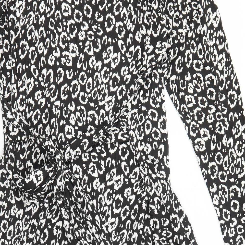 Studio Womens Black Geometric Viscose Trapeze & Swing Size 20 V-Neck Pullover