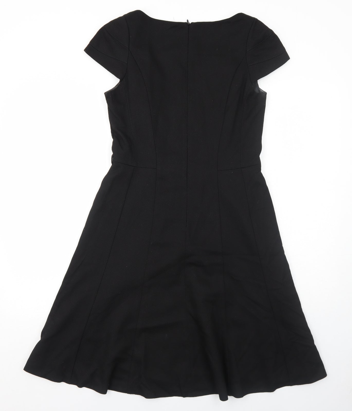 NEXT Womens Black Polyester Fit & Flare Size 12 Round Neck Zip