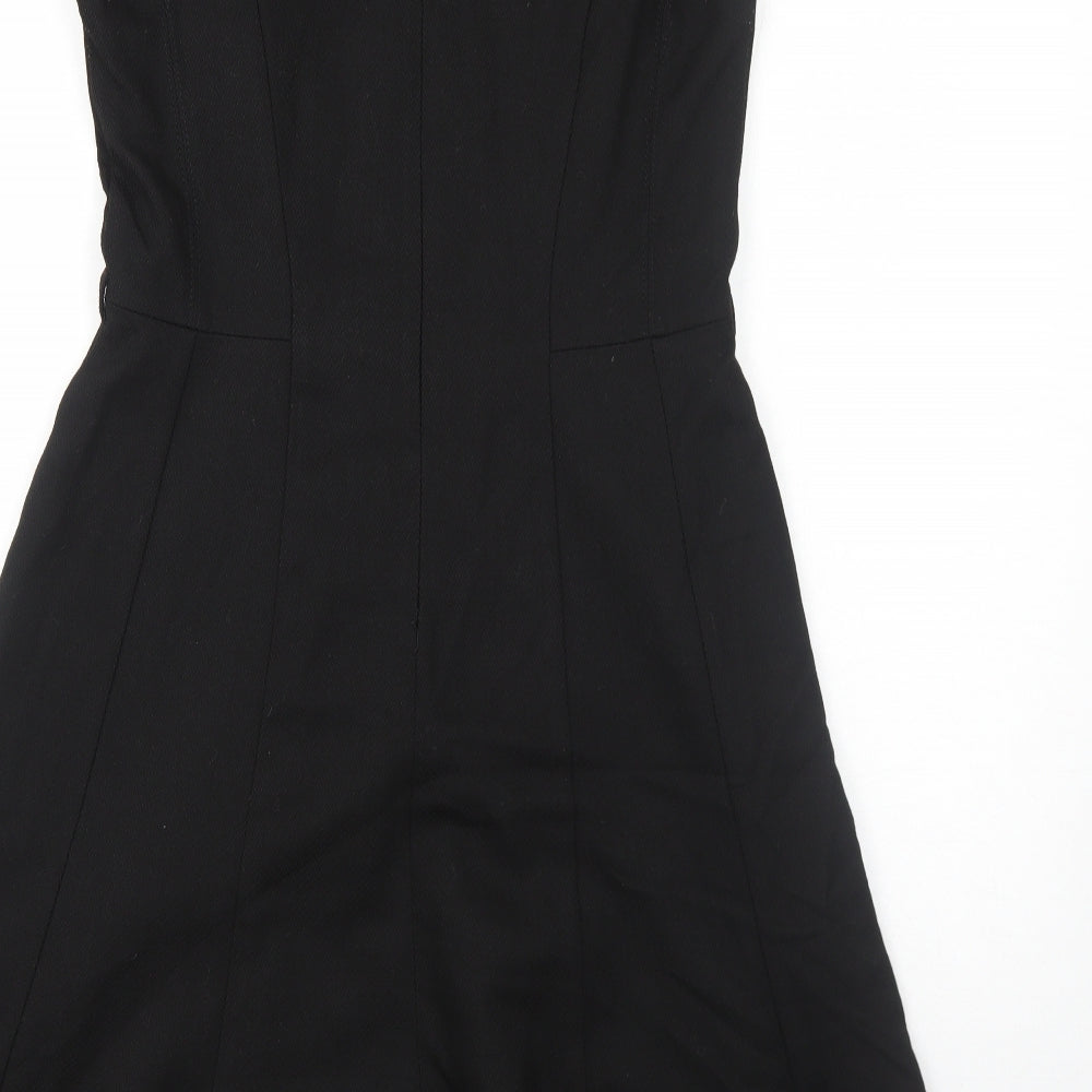 NEXT Womens Black Polyester Fit & Flare Size 12 Round Neck Zip