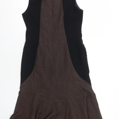 NEXT Womens Black Colourblock Polyester Trapeze & Swing Size 12 Round Neck Zip
