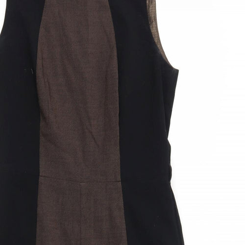 NEXT Womens Black Colourblock Polyester Trapeze & Swing Size 12 Round Neck Zip