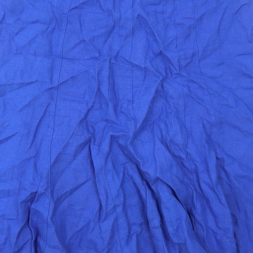 Per Una Womens Blue Linen Swing Skirt Size 14 Zip