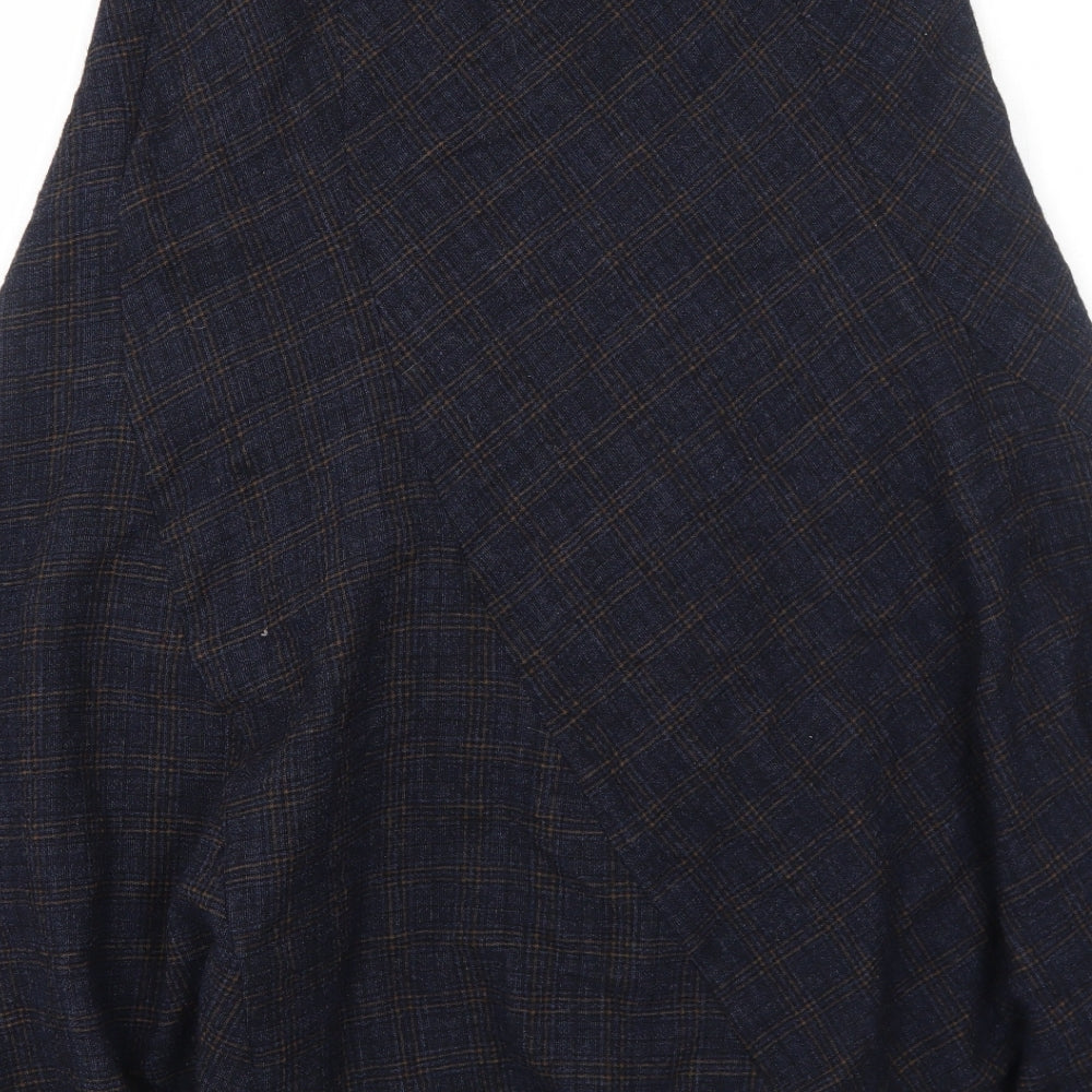 Viyella Womens Blue Plaid Wool Swing Skirt Size 12 Zip