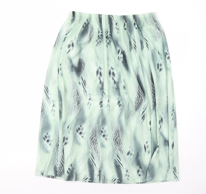 Slimma Womens Green Geometric Polyester Swing Skirt Size 18