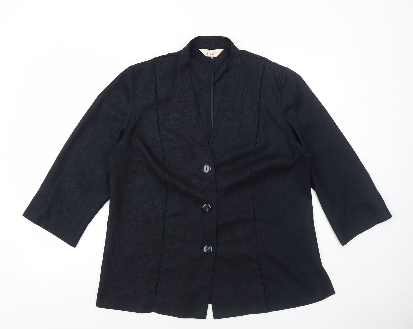 ELVI Womens Blue Jacket Blazer Size 16 Button